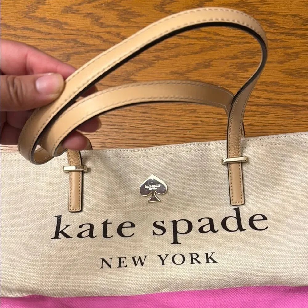 Kate Spade Cream and Pink Tote Bag with Leather Straps